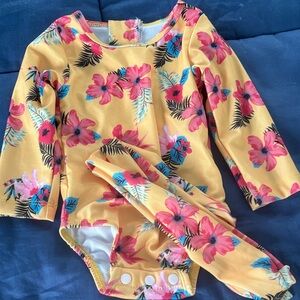 Floral Long Sleeve Baby Bodysuit for swimming